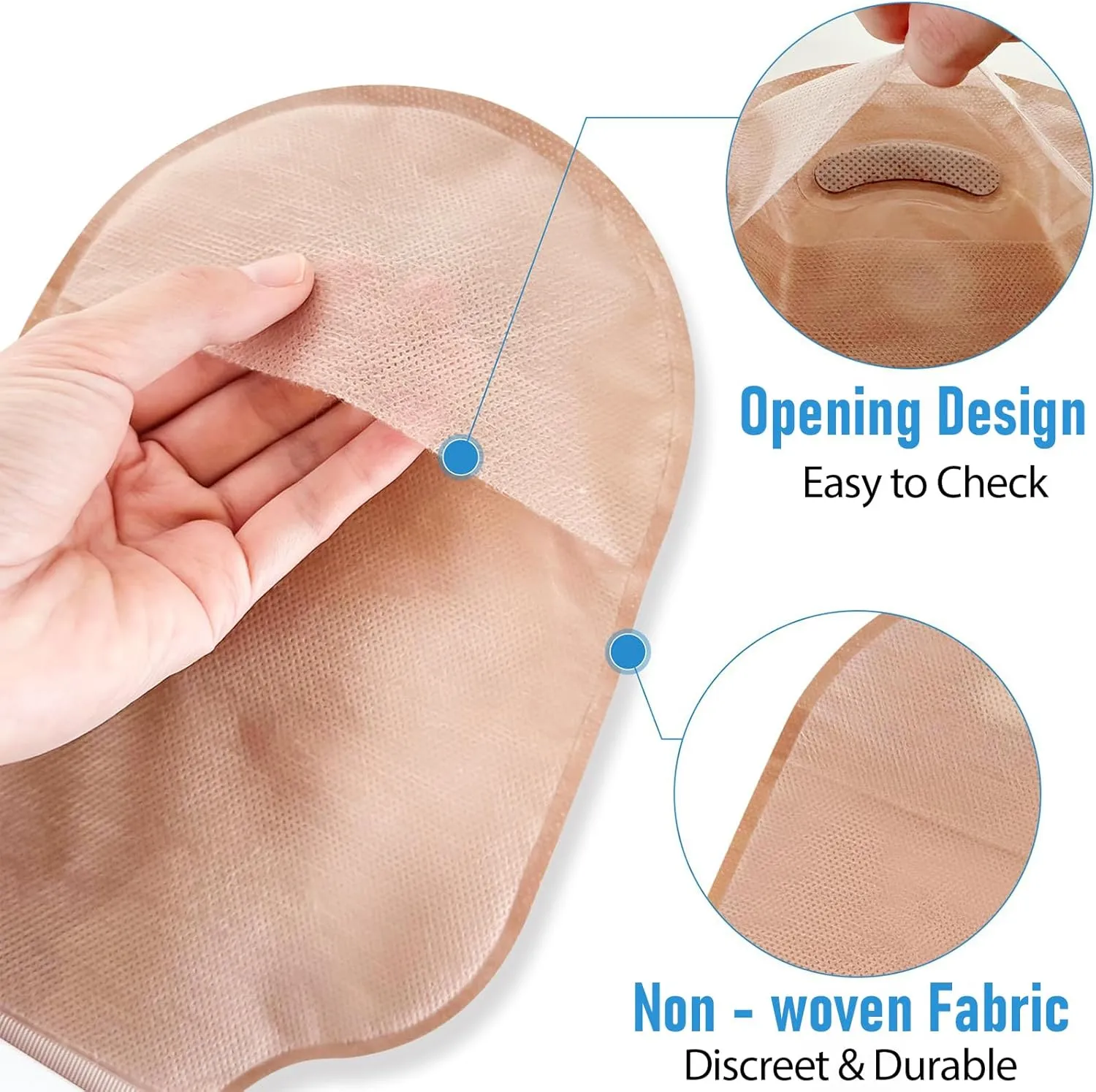 50 PCS Colostomy Bags, Ostomy Supplies, One - Piece Ostomy Drain Pouches for Ileostomy Stoma Care, Colostomy Supplies, Hook & Loop Closure, A Customizable Cut - to - Fit Baseplate (15-60mm)
