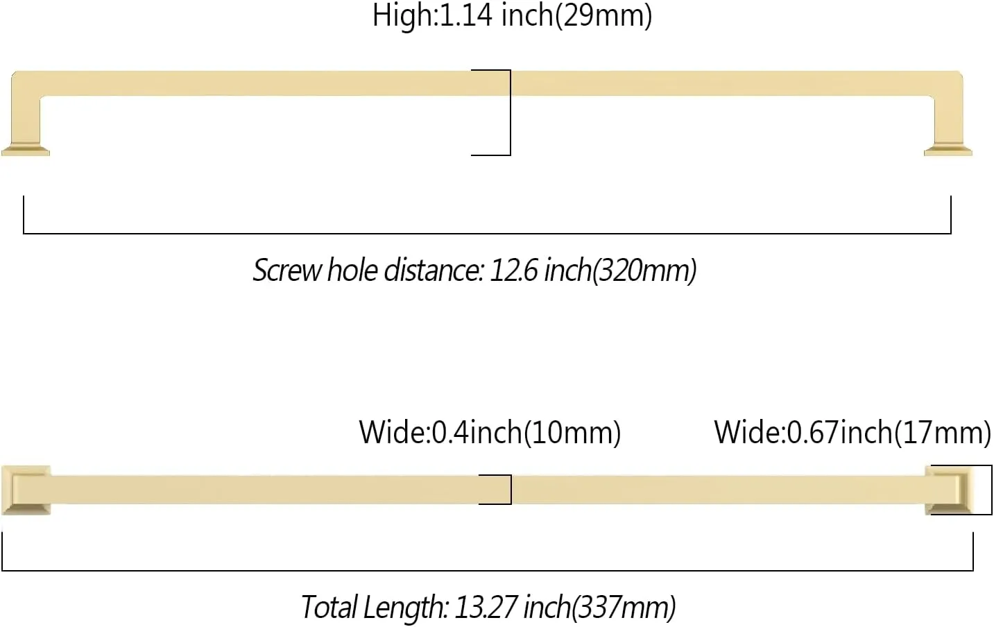 6 Pack 12.6 Inch(320mm) Kitchen Cabinet Handles Gold Cabinet Pulls Kitchen Cabinet Hardware Drawer Pulls for Dresser Cupboard Wardrobe