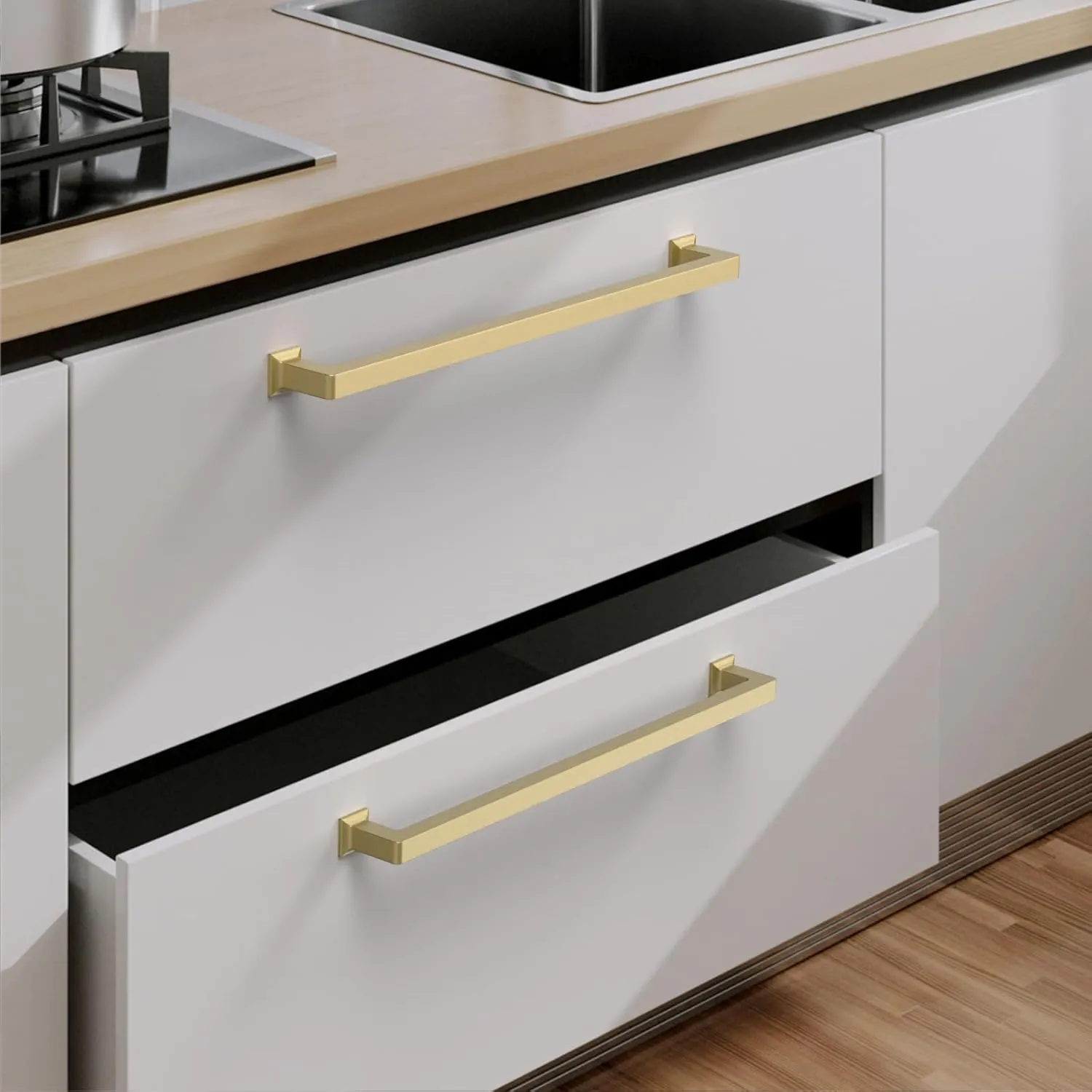 6 Pack 12.6 Inch(320mm) Kitchen Cabinet Handles Gold Cabinet Pulls Kitchen Cabinet Hardware Drawer Pulls for Dresser Cupboard Wardrobe