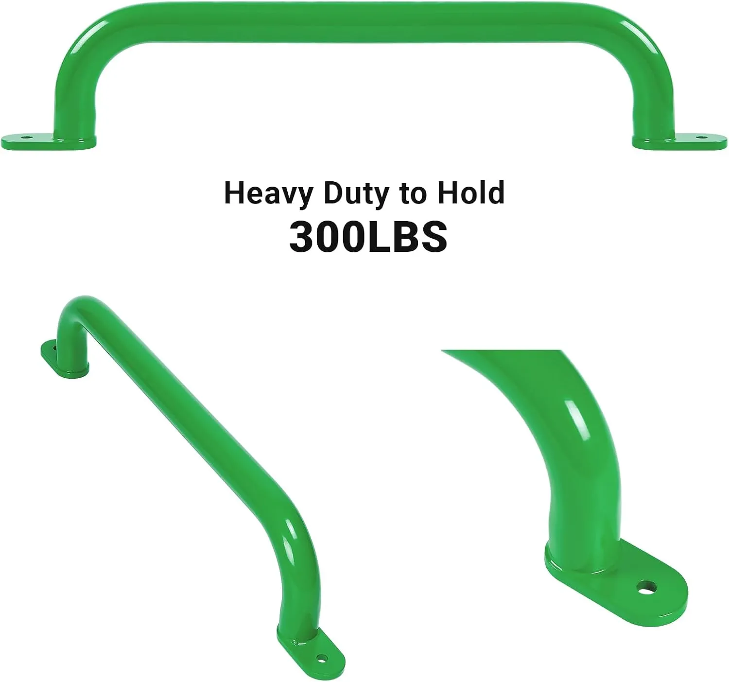 6 Pack 17 Inch Green Metal Safety Handles for Playground - Swing Set Accessories Grab Handles, Playset Hand Grips, Kids Indoor Monkey Bars for Jungle Gym, Climbing Frame