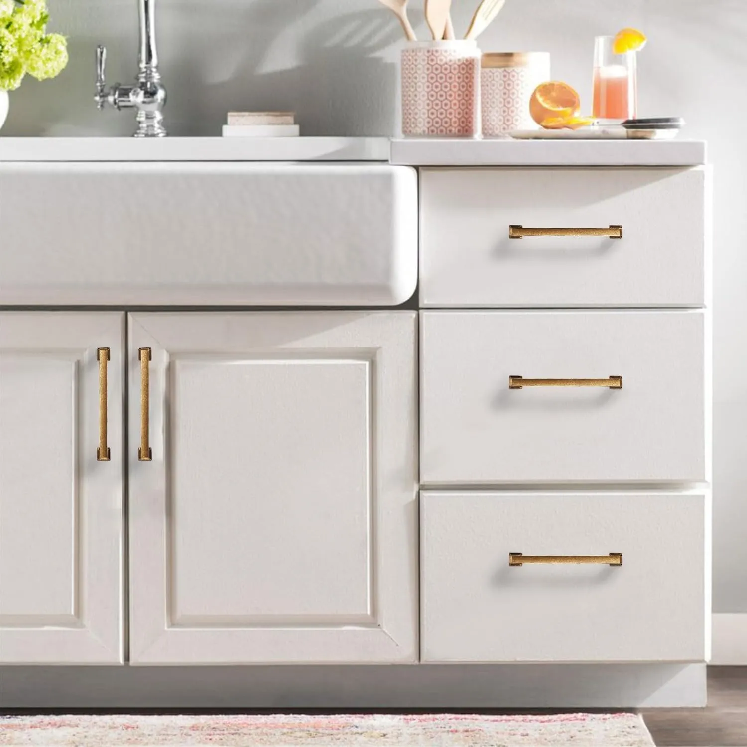 6 Pack Antique Brass Cabinet Pulls 5 Inch Kitchen Cabinet Handles Vintage Drawer Pulls Kitchen Handles for Cabinets Retro Dresser Pulls Drawer Handle