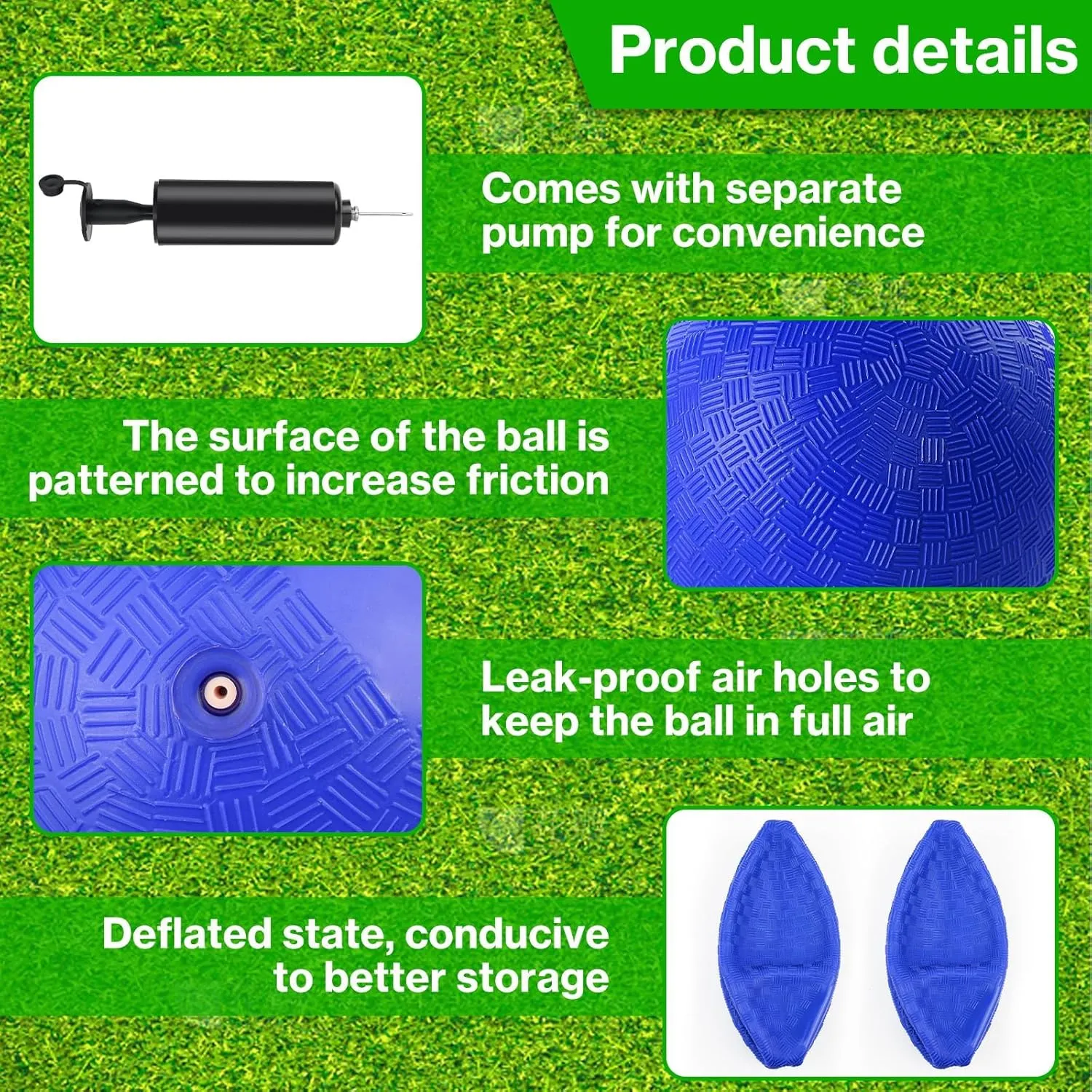 6 Pcs Dodgeballs 8.5 Inch Playground Ball Blue Kickball Inflatable Rubber Handball Bouncy Dodge Ball with 1 Hand Pump for Outdoors Ball Games Gym Camps Picnic (Needle is at The Top of the Pump)