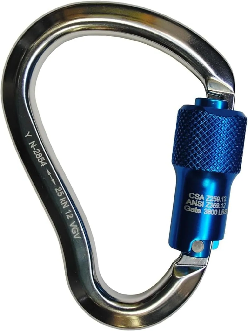 7435 4 3/5 inch Aluminum Carabiner, ANSI 25kN Auto Twist Lock Carabiner Clip, Construction, Tower Climbing, Utility Fall Protection Gear