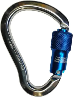 7435 4 3/5 inch Aluminum Carabiner, ANSI 25kN Auto Twist Lock Carabiner Clip, Construction, Tower Climbing, Utility Fall Protection Gear