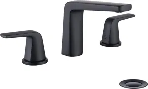 8 inch 2 Handles Widespread Bathroom Faucet 3 Holes with Pop up Drain Assembly and Water Supply Lines (Black)