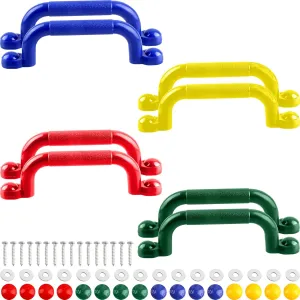 8 Pieces Playground Safety Handles for Kids Playground Handles Swing Set Accessories Safety Hand Grips for Playset Playhouse Treehouse Climbing Frame (Green,Blue,Yellow,Red)