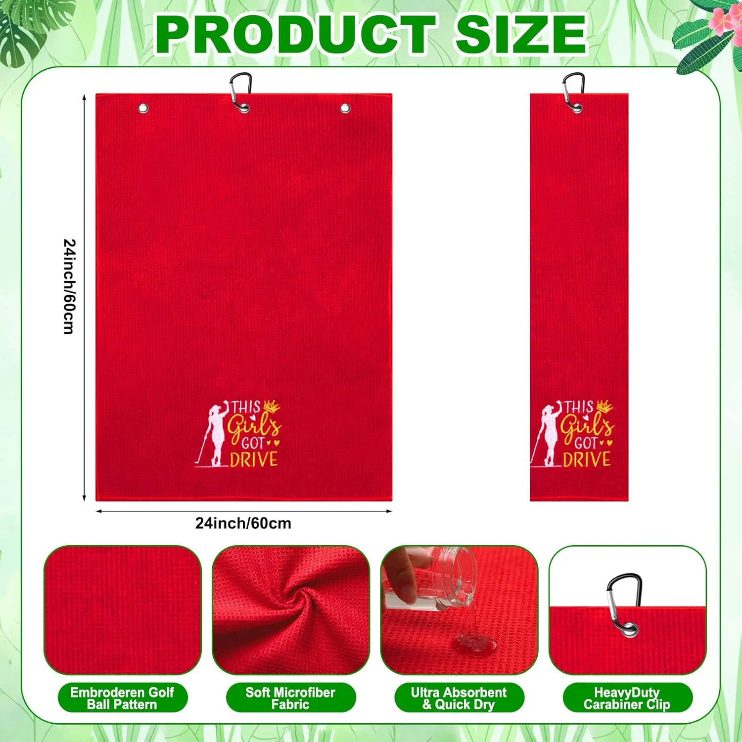 9 Pcs Golf Towel Bulk 24 x 16 Inches Microfiber Waffle Towel with Clip Tri Fold Portable Rag Accessories for Golf Bag Mini Tournament Club Yoga Fitness Remove Sand Mud Dirt Sweat(Classic)