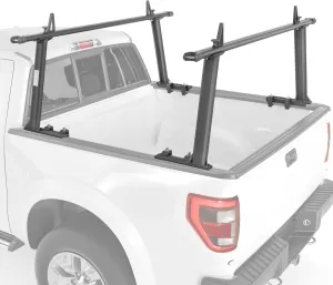 AA-Racks Model APX25 Extendable Aluminum Pick-Up Truck Ladder Rack (No Drilling Required) - Sandy Black