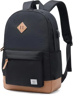 abshoo Classical Basic Womens Travel Backpack For College Men Water Resistant Laptop School Bookbag (USB Black)