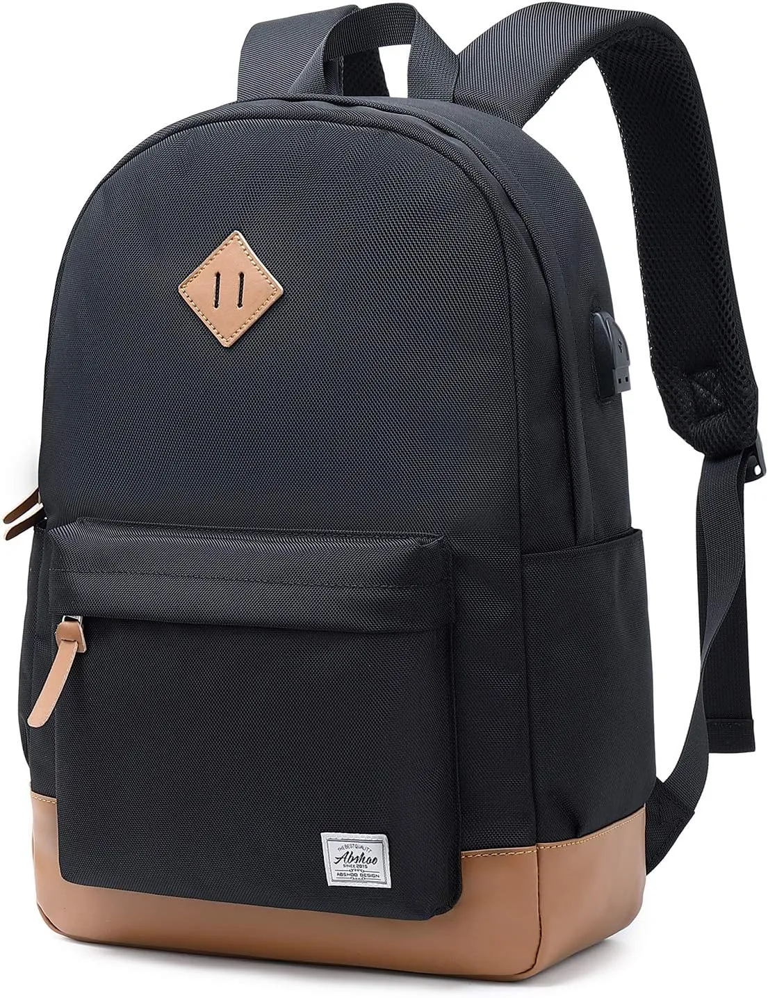 abshoo Classical Basic Womens Travel Backpack For College Men Water Resistant Laptop School Bookbag (USB Black)