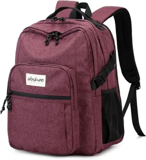abshoo Classical Laptop Travel Backpack for Women Men College School Bookbag With USB Charging Port (Red)