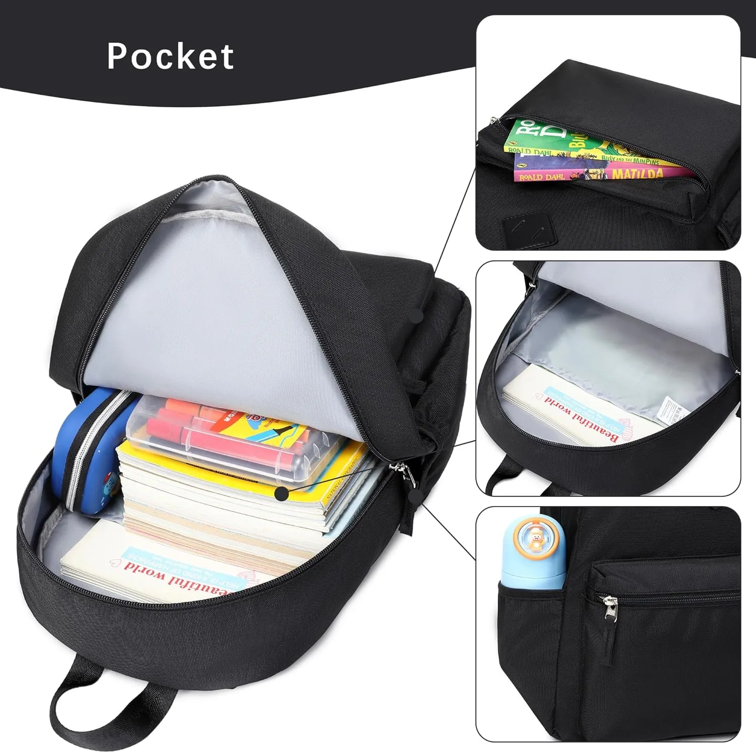 abshoo Kindergarten Backpack for Boys Preschool Backpacks School Bookbag for Kids 4-8(Black)
