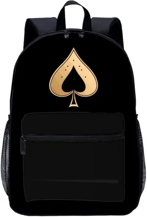 Ace of Spades 17 Inch Laptop Backpack Large Capacity Daypack Travel Shoulder Bag for Men&Women