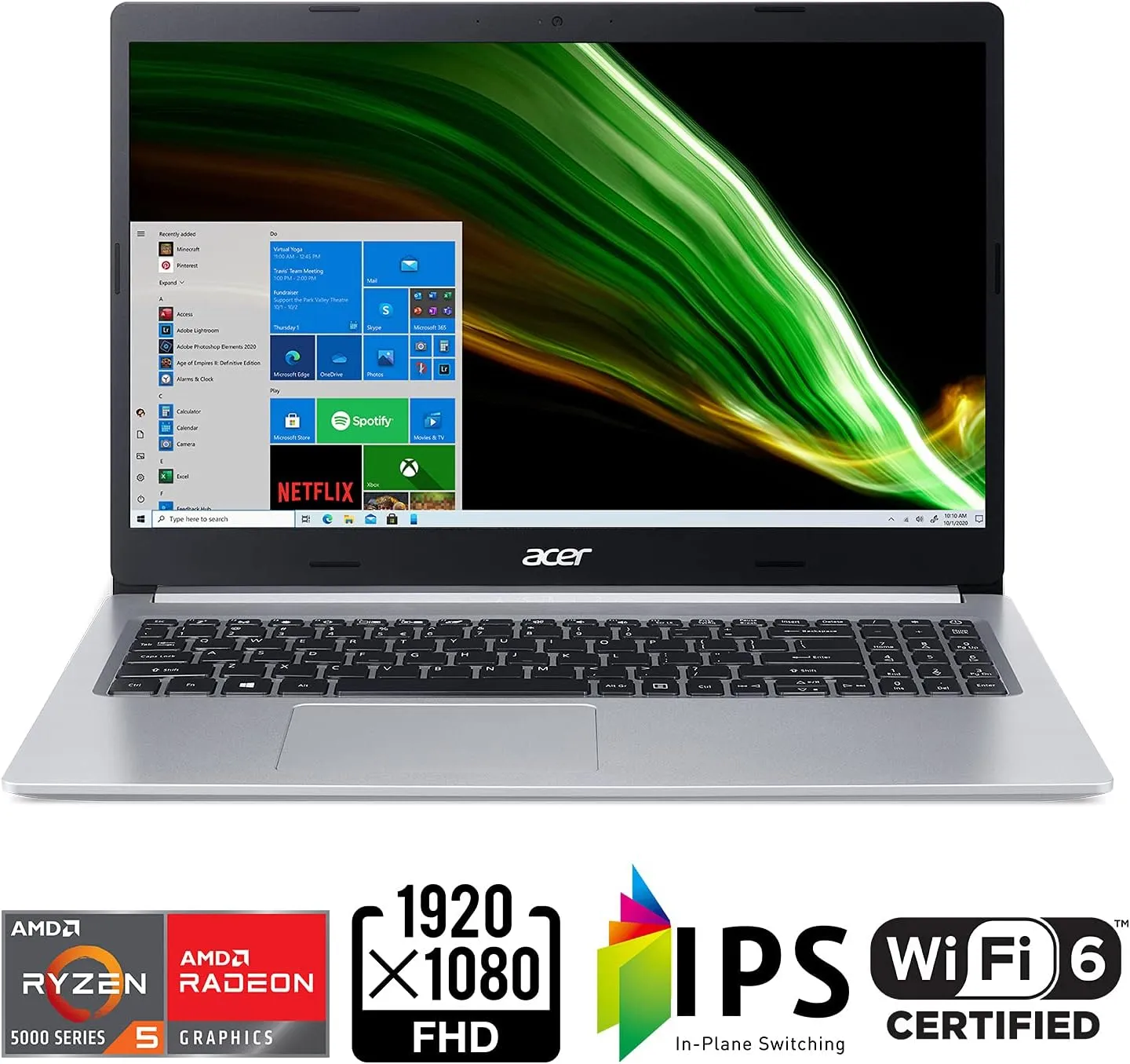 Acer Aspire 5 A515-45-R1YC Slim Laptop | 15.6" Full HD IPS | AMD Ryzen 5 5500U Hexa-Core Mobile Processor | 8GB DDR4 | 256GB NVMe SSD | WiFi 6 | Backlit KB | Windows 10 Home