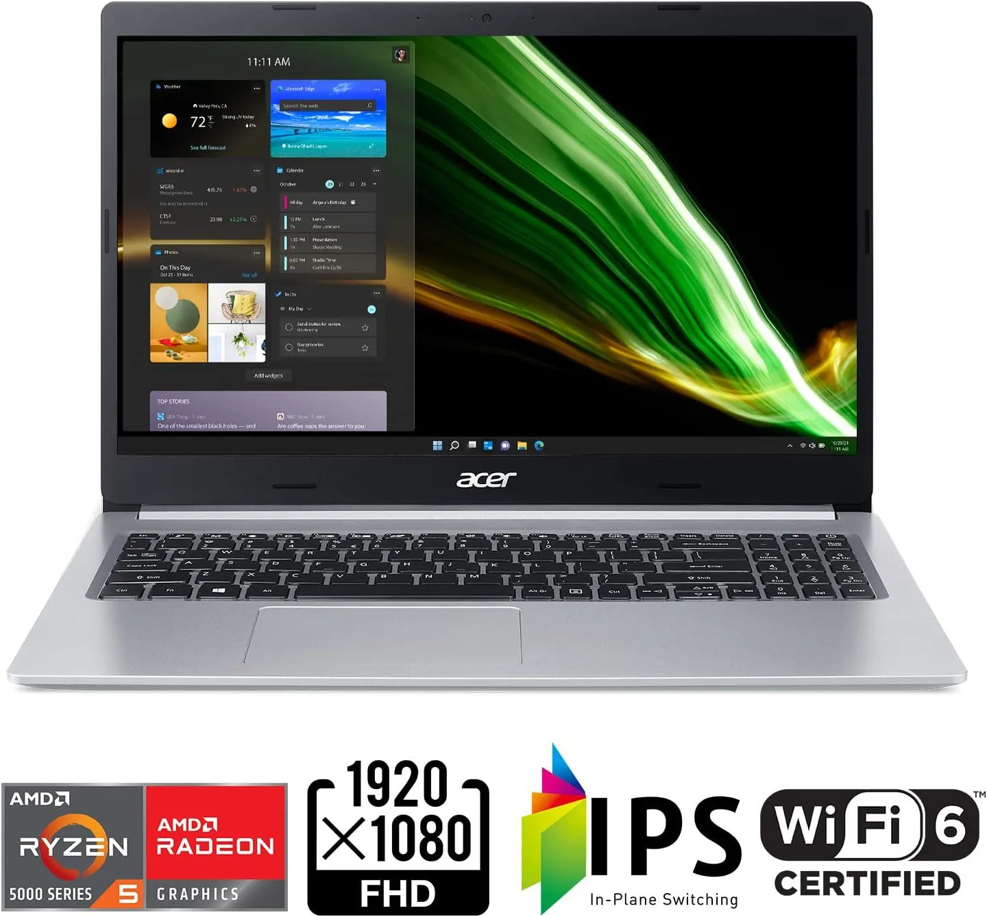 Acer Aspire 5 A515-45-R74Z Slim Laptop | 15.6" Full HD IPS | AMD Ryzen 5 5500U Hexa-Core Mobile Processor | AMD Radeon Graphics | 8GB DDR4 | 256GB NVMe SSD | WiFi 6 | Backlit KB | Windows 11 Home
