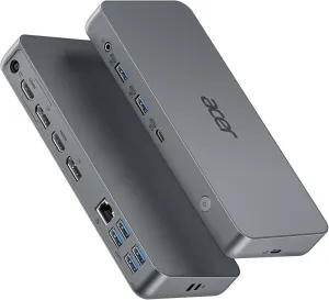 Acer Docking Station,14-in-1 Triple Display USB C Docking Station, 3 Monitors with 4K HDMI 2.0, DisplayPort 1.4, 10 Gbps USB-C and 5 Gbps USB-A Data, 1 Gbps Ethernet, Audio, 60W Charging for Laptop