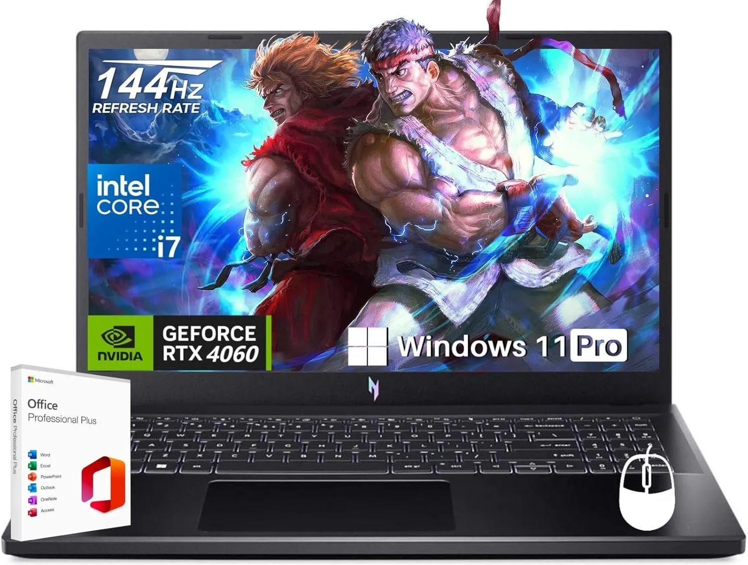 acer Nitro V 15 Gaming Laptop,15.6" FHD IPS 144 Hz, Intel 10-i7-13620H, Office Lifetime License, 32GB DDR5, 1TB SSD, GeForce RTX 4060, Wi-Fi 6, Backlit Keyboard, Win 11 Pro, w/Accessories