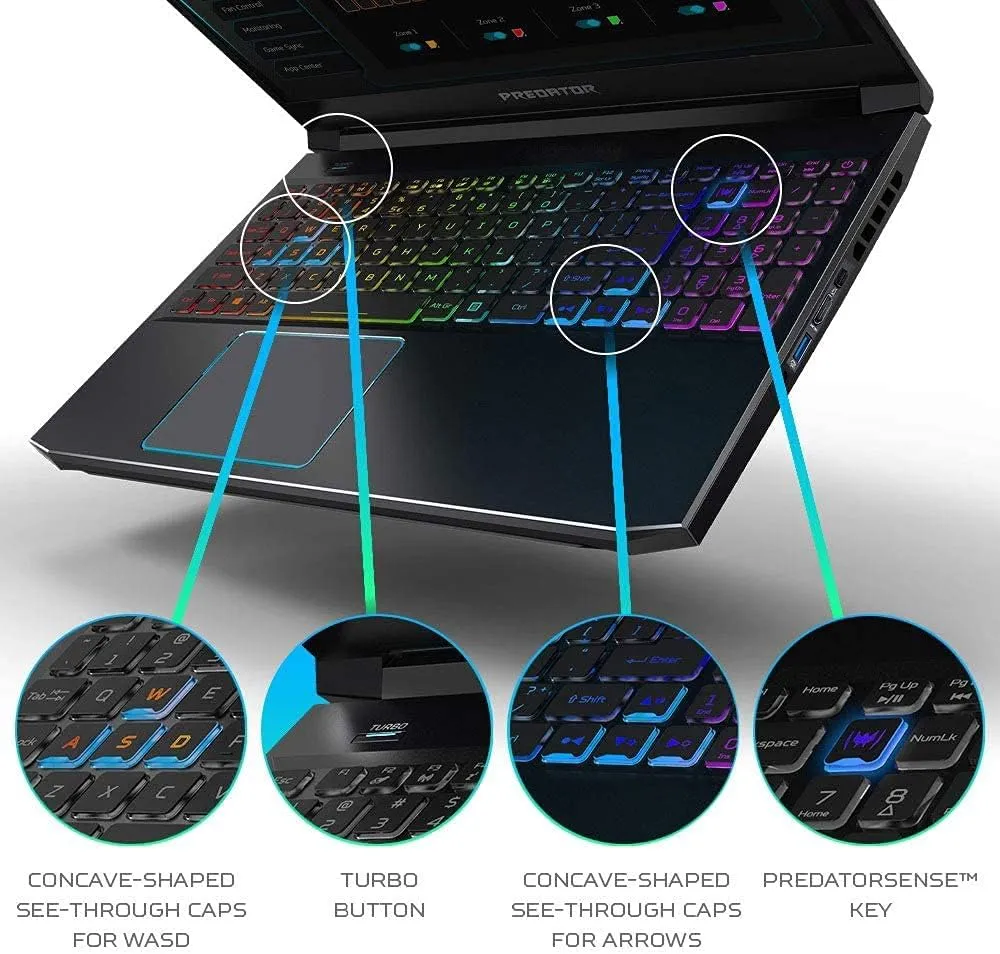 Acer Predator Helios 300 Gaming Laptop, Intel i7-10750H, NVIDIA GeForce RTX 3060 Laptop GPU, 15.6" Full HD 144Hz 3ms IPS Display, 16GB DDR4, 512GB NVMe SSD, WiFi 6, RGB Keyboard, PH315-53-71HN