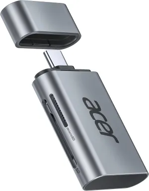 Acer USB C SD 4.0 Card Reader, 2 in 1 UHS-II Micro SD Card Reader to Type C Adapter for MicroSD, SDXC, SDHC, RS-MMC Compatible with iPhone 15/16, MacBook Pro/Air, Laptop, Tablet