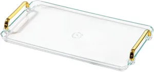 Acrylic Serving Tray with Handles Ottoman Countertop Decorative Tray Serving Tray Spill-Proof Tray for Coffee Table Living Room Bedroom 16 x 9 x 0.8 inches - (Transparent Color)
