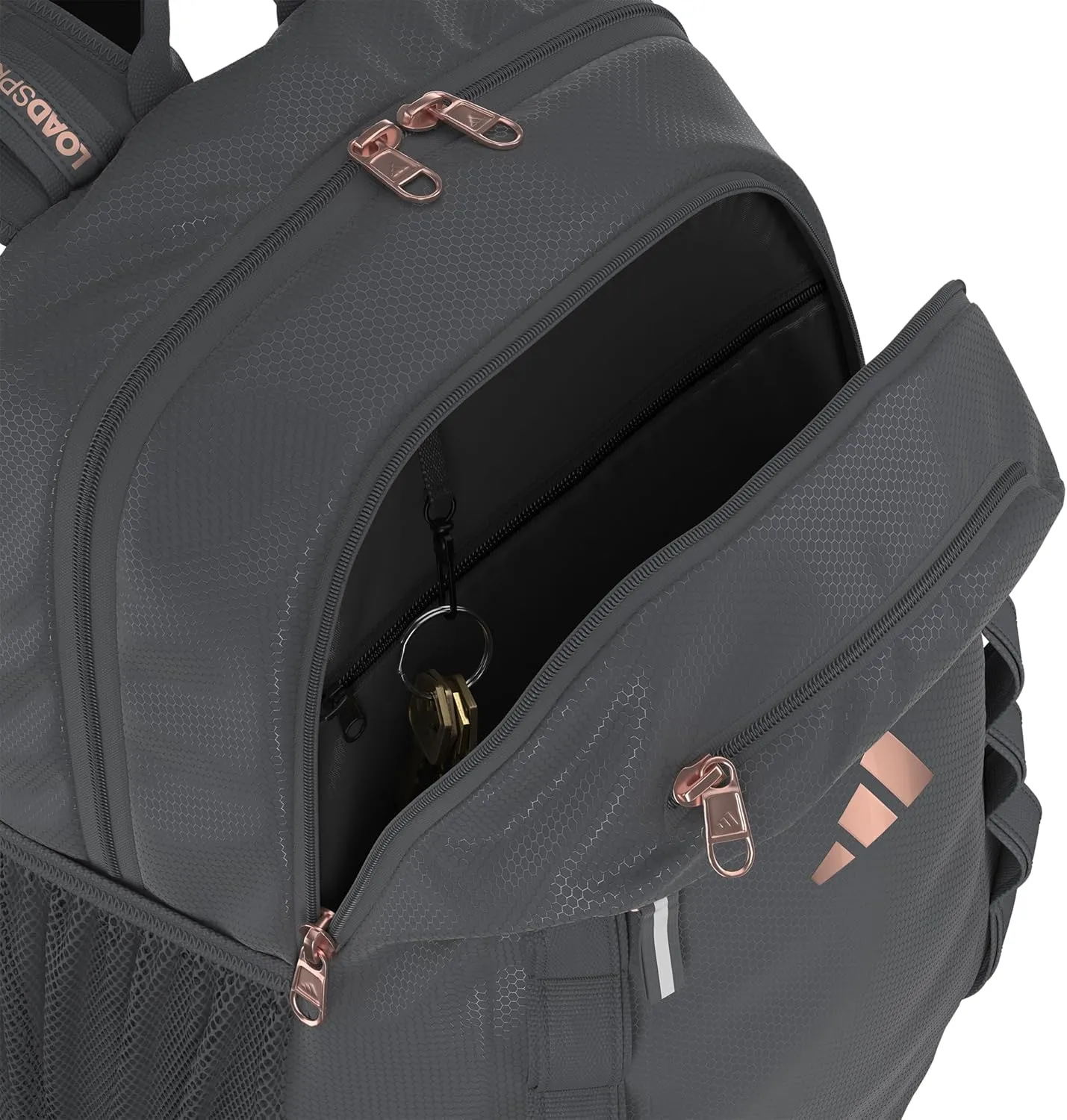 adidas Excelerator Backpack with Laptop Sleeve, Sport Bag for Men and Women, Carbon Grey/Rose Gold, One Size