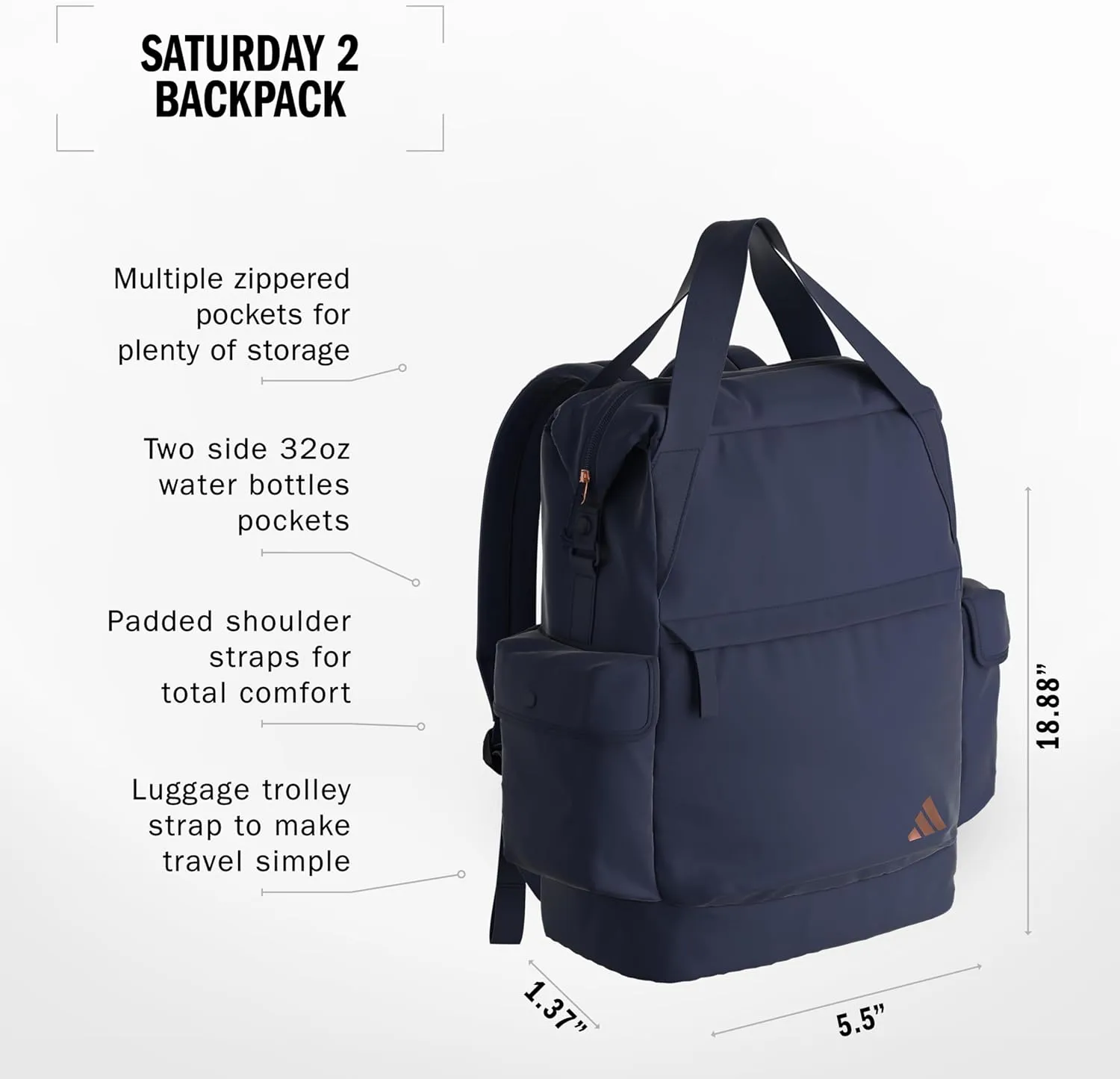 adidas Unisex Saturday 2 Tote Backpack (23L) Durable Lightweight Athletic Carry Bag with Handles