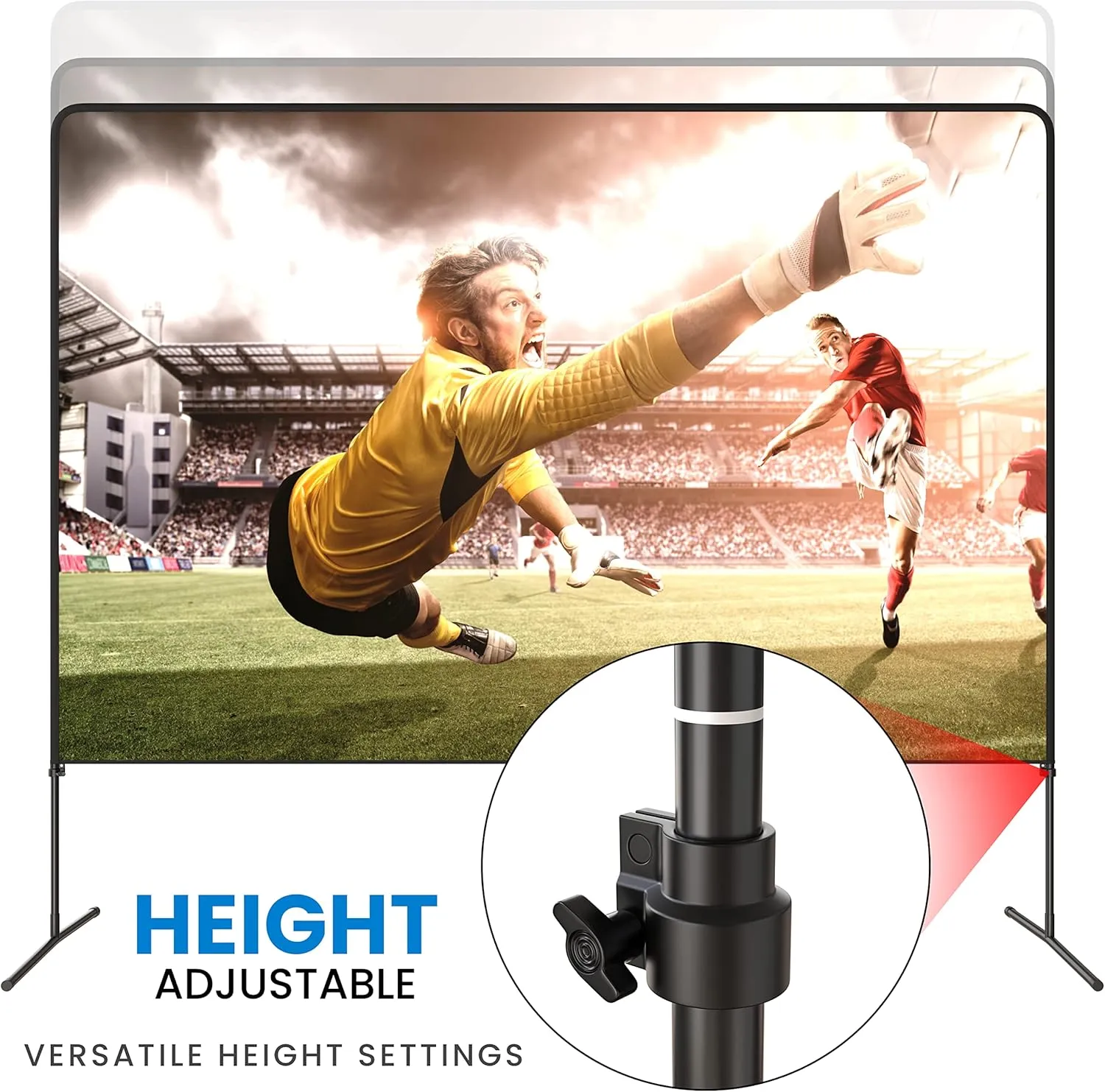 Adjustable Height Projector Screen - 150 Inch Indoor & Outdoor Projector Screen with Carry Bag for Office and Home Theater Portable Projector Screen