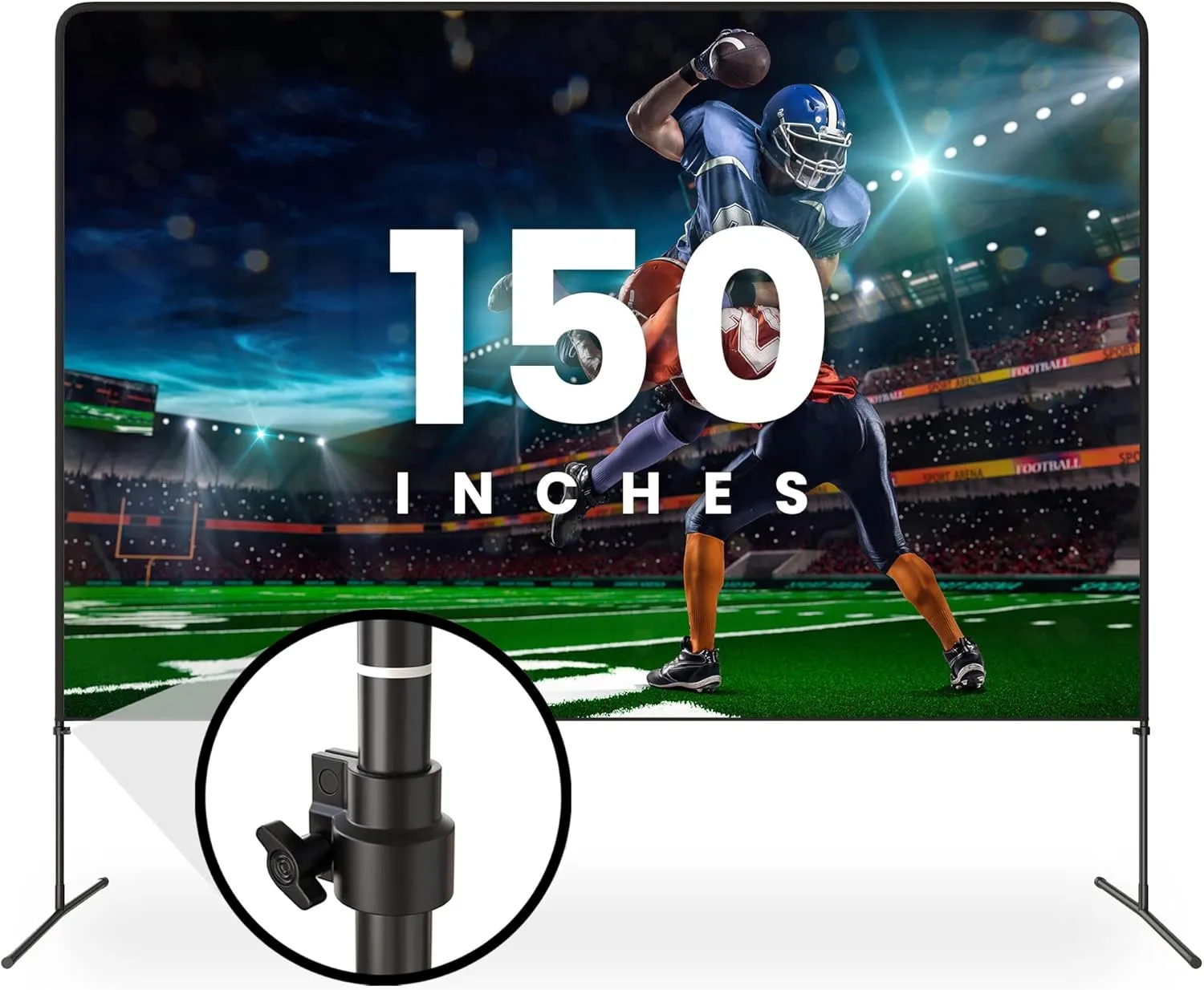 Adjustable Height Projector Screen - 150 Inch Indoor & Outdoor Projector Screen with Carry Bag for Office and Home Theater Portable Projector Screen