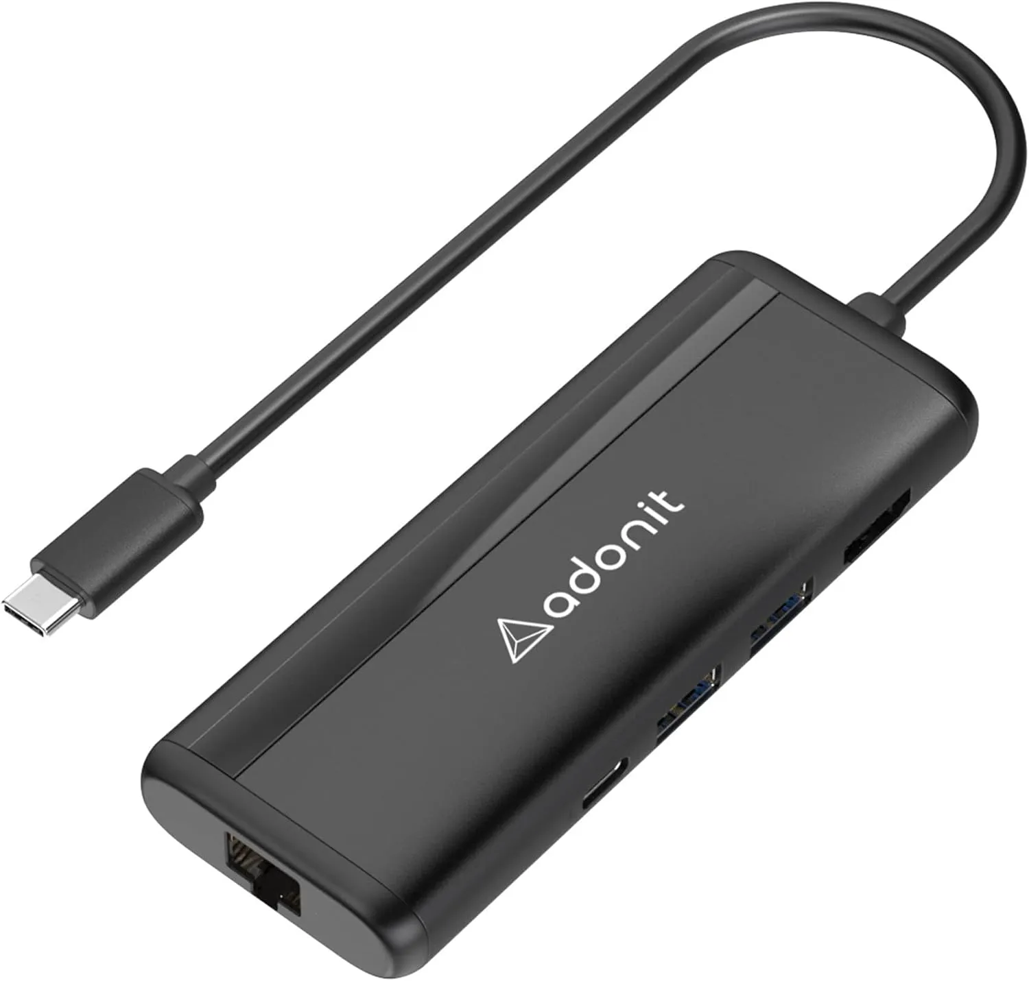 Adonit Nest 7-in-1 Hub USB-C Adapter Dongle, USB-C PD 100W, 4K 60Hz HDMI, 1000Mbps Ethernet, USB-A 3.0 Slim Design for MacBook Pro, MacBook Air, Matte Black
