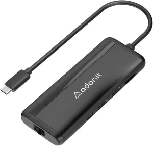 Adonit Nest 7-in-1 Hub USB-C Adapter Dongle, USB-C PD 100W, 4K 60Hz HDMI, 1000Mbps Ethernet, USB-A 3.0 Slim Design for MacBook Pro, MacBook Air, Matte Black