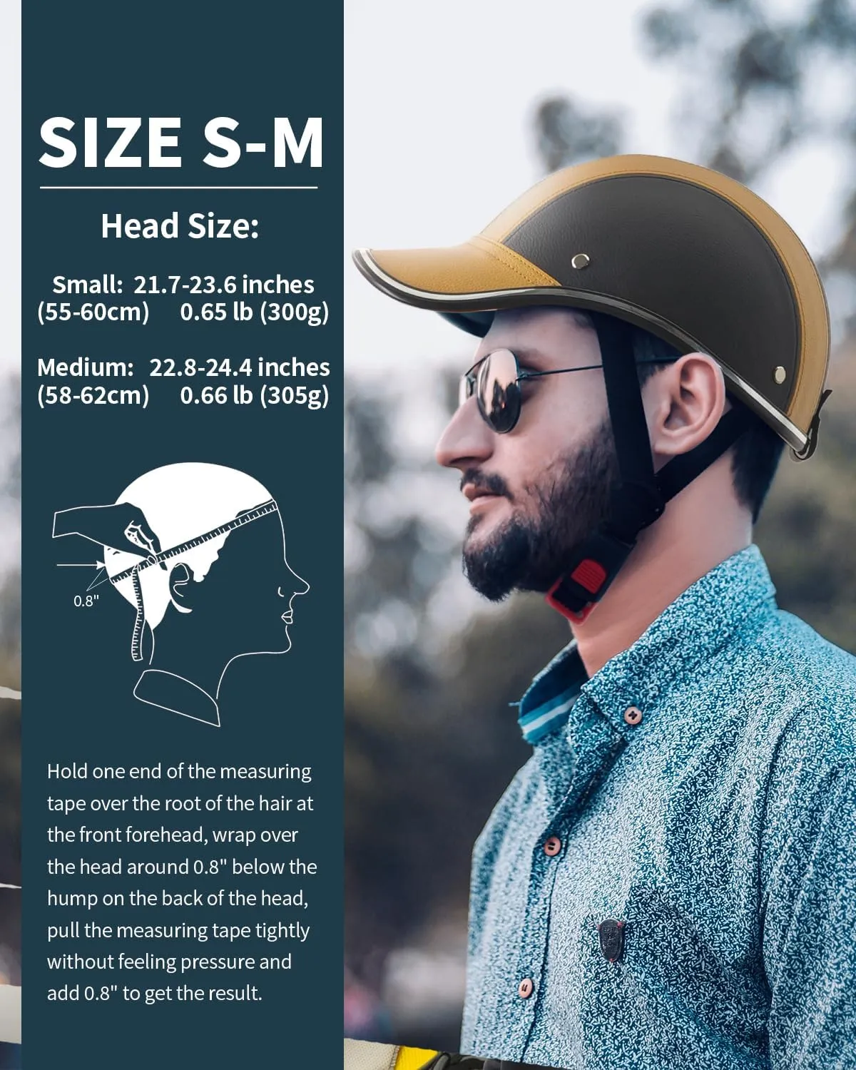Adult Baseball Cap Helmet - Urban Style PU Retro Leather Hat for Golf, Low Profile Urban Commute Helmet for Men & Women