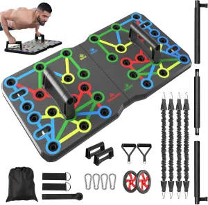 AERLANGUpgraded Push-up Board Home Fitness Accessories, Multifunctional 30-in-2 Push-up Bar Fitness Equipment, Portable Strength Training Equipment with Push-up Handles and Pilates Bar