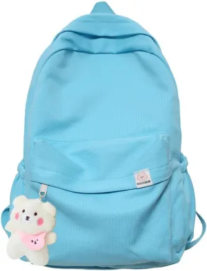 Aesthetic Backpack Cute Backpack School Supplies Laptop Bag for Teens Girls Women Students Solid Color