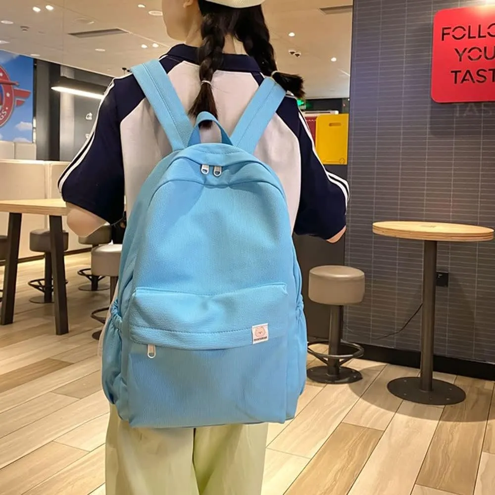 Aesthetic Backpack Cute Backpack School Supplies Laptop Bag for Teens Girls Women Students Solid Color