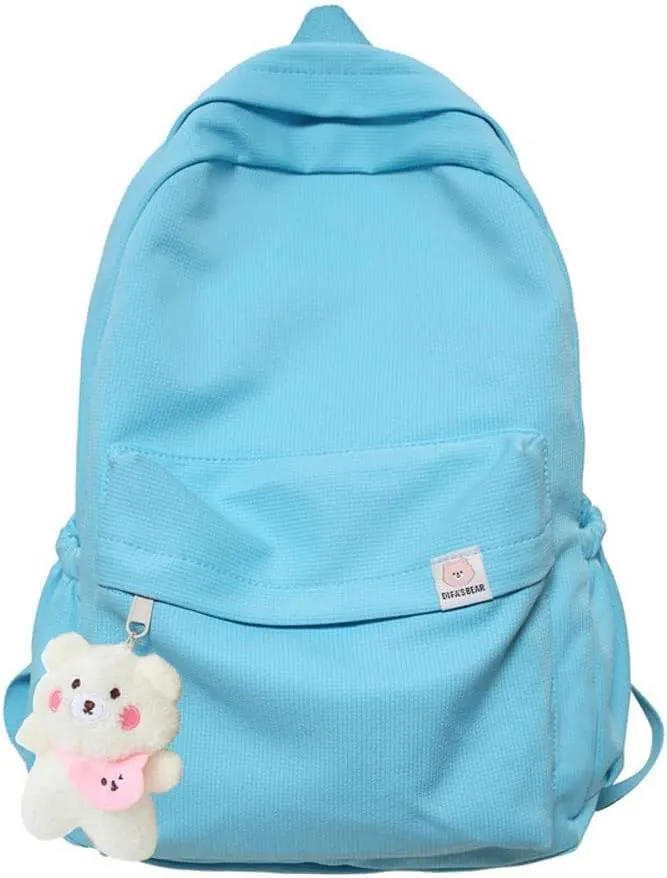 Aesthetic Backpack Cute Backpack School Supplies Laptop Bag for Teens Girls Women Students Solid Color