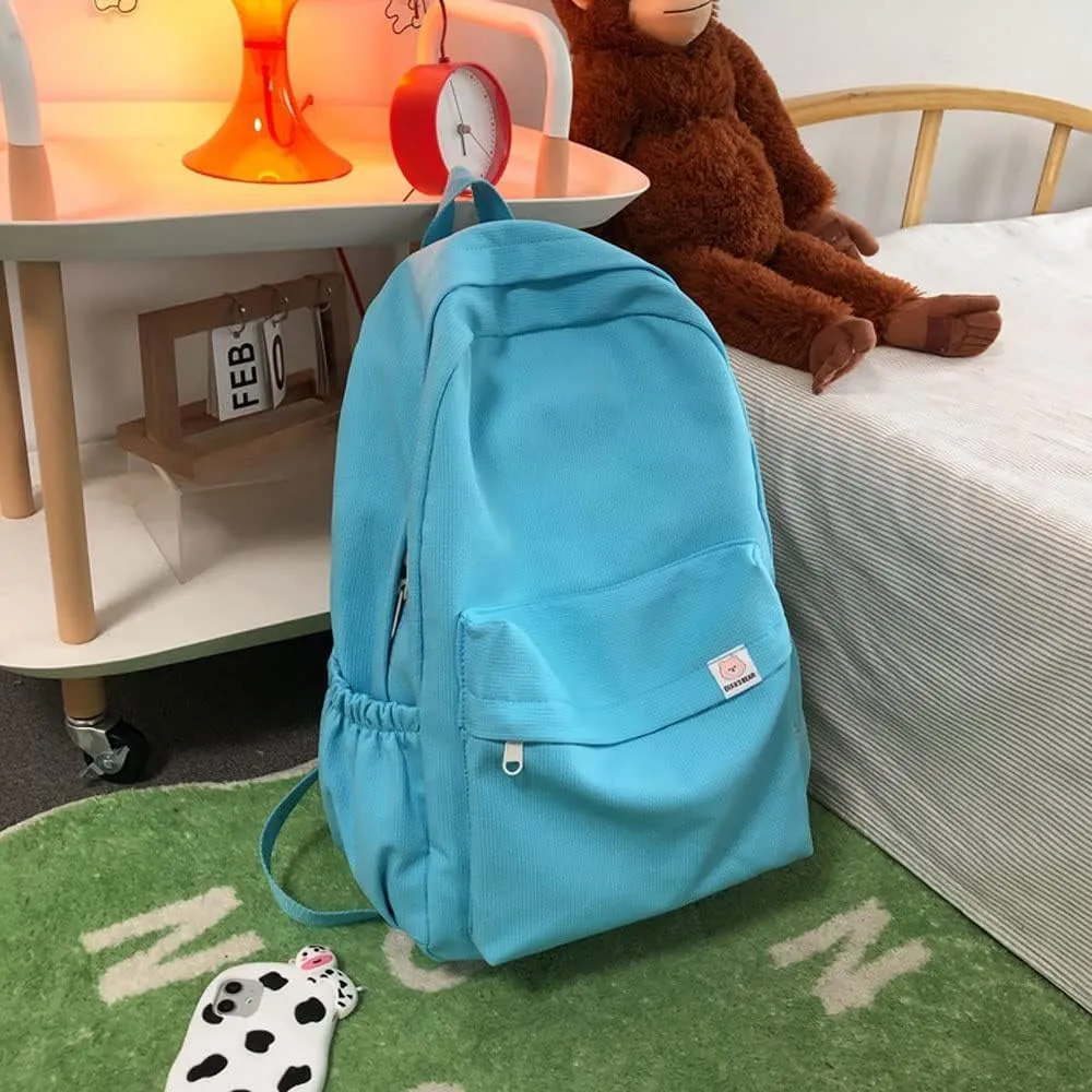Aesthetic Backpack Cute Backpack School Supplies Laptop Bag for Teens Girls Women Students Solid Color