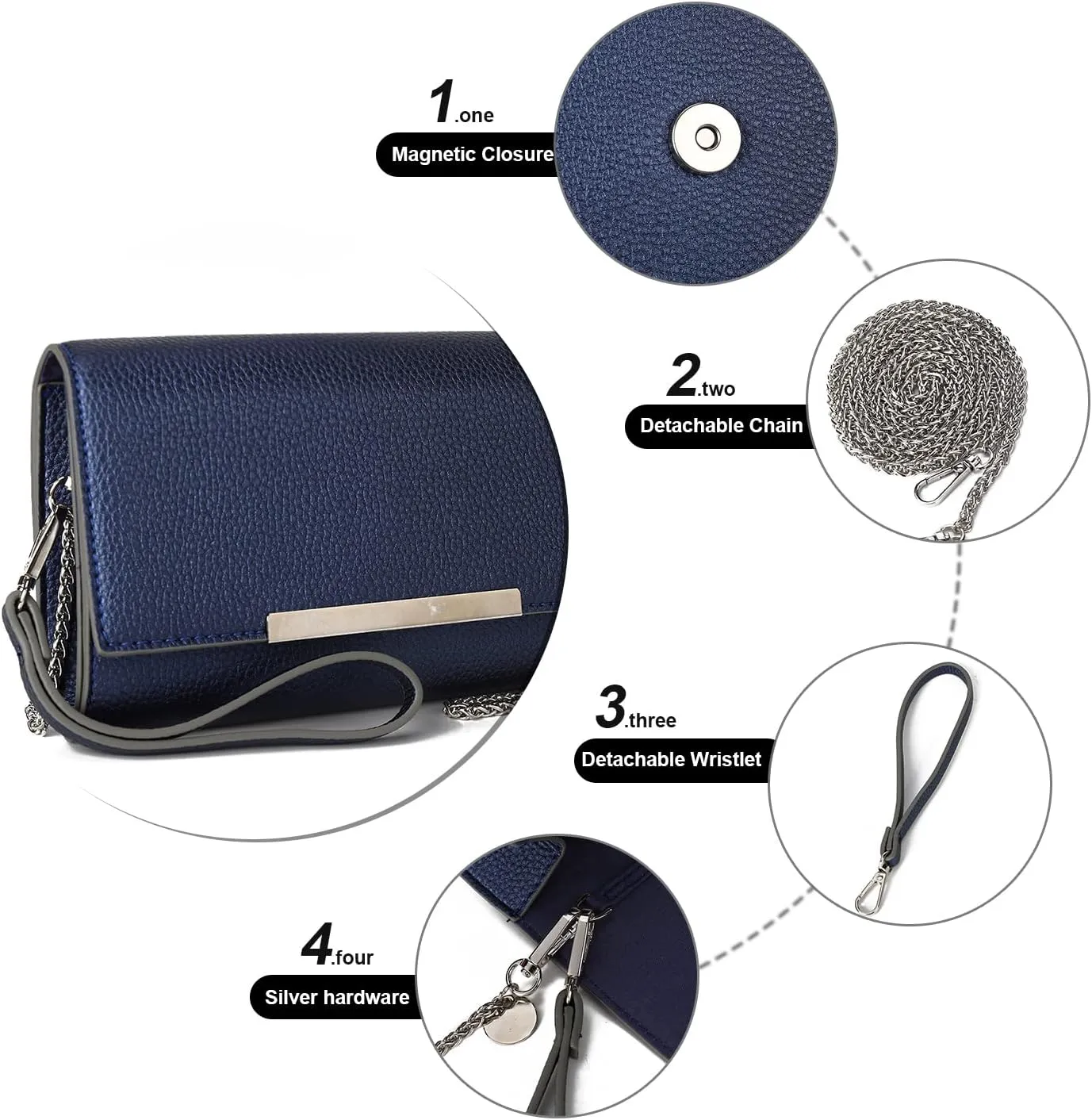 AFKOMST Small Clutch Purses for Women Formal Evening Bag Crossbody and Wristlet Handbags for Party Prom Cocktail Wedding
