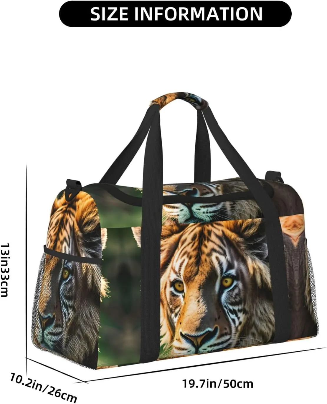 African Animals Travel Duffel Bag With Zippers And Handles, Big Foldable Duffle Bag For Family Vacations