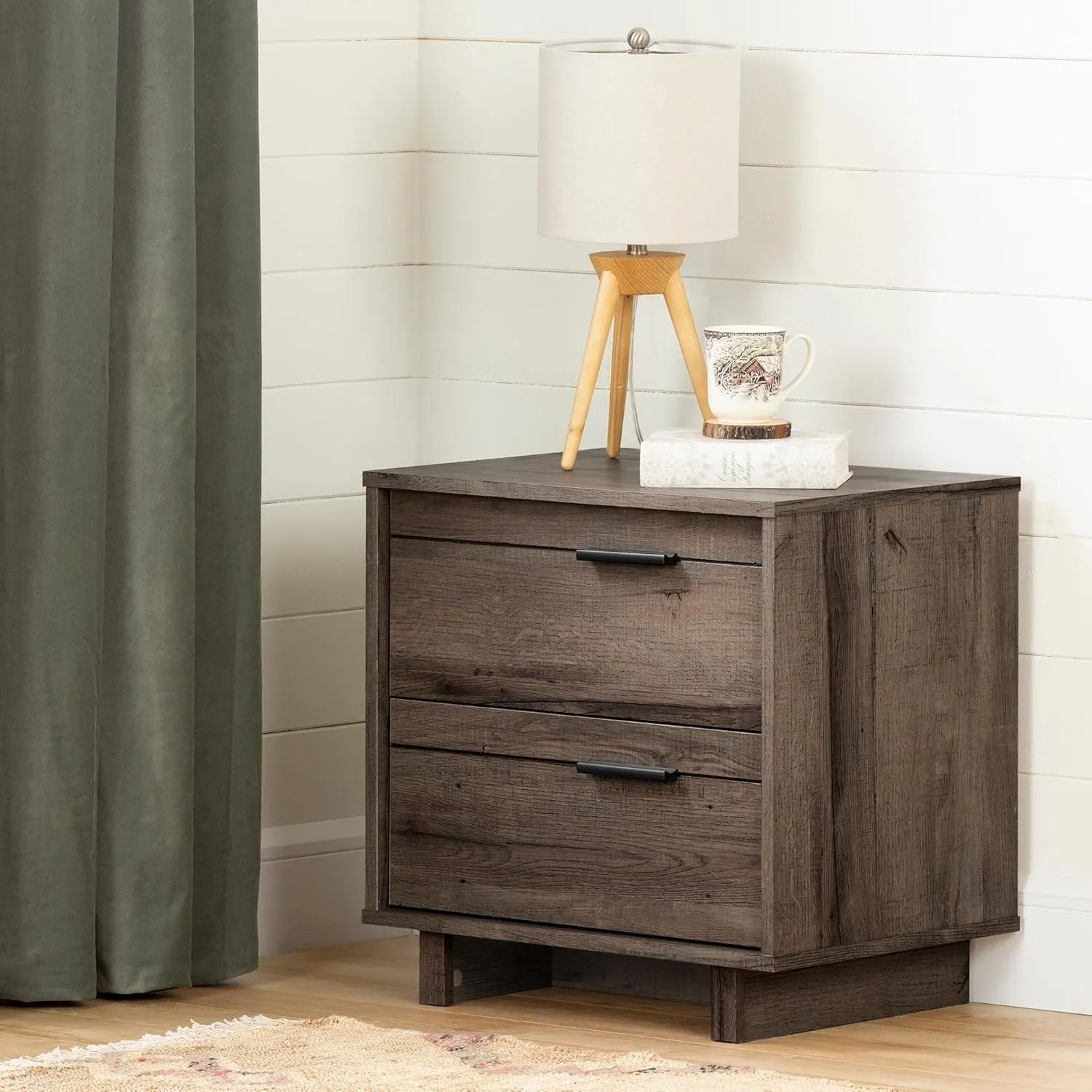 African Artistry Rectangular Nightstand, Trendy Finish, Bedroom Endtable, Night Table, Bed Night Stand, Functional Storage Solution for Bedrooms Fall Oak/2 Drawers Without Shelf