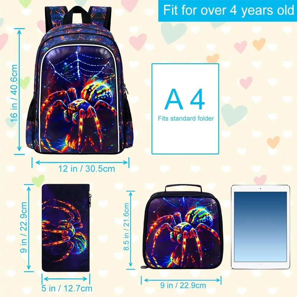 AGSDON 3PCS Backpack for Boys, 16" Kids Bookbag Set for Elementary Preschool Kindergarten, School Bag with Lunch Box