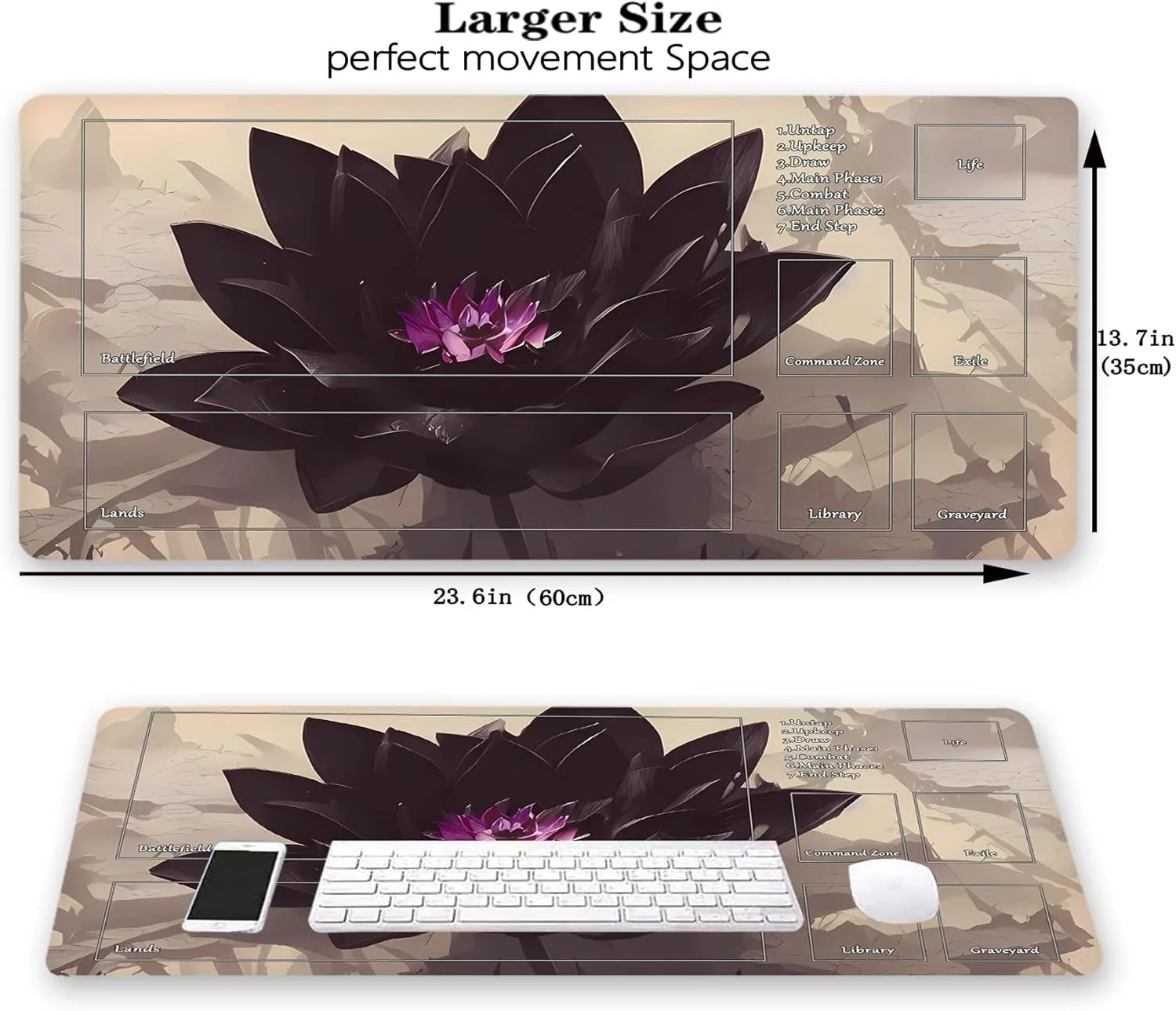 AI Painting TCG Playmat - MTG Trading Card Game Mat, 24x14 Inches Premium MTG Play Mat - The Perfect Companion for Intense Card Battles - Fantasy Dark Skull Black Lotus 137