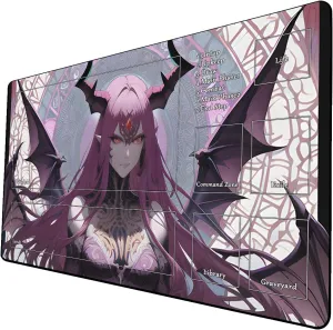 AI Painting TCG Playmat - MTG Trading Card Game Mat with Zone, 24x14 Inches Premium MTG Play Mat - The Perfect Companion for Intense Card Battles - Fantasy Dark Vampire Lotus-011