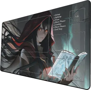 AI Painting TCG Playmat - MTG Trading Card Game Mat with Zone, 24x14 Inches Premium MTG Playmat - The Perfect Companion for Intense Card Battles - Fantasy Dark Vampire Lotus-047