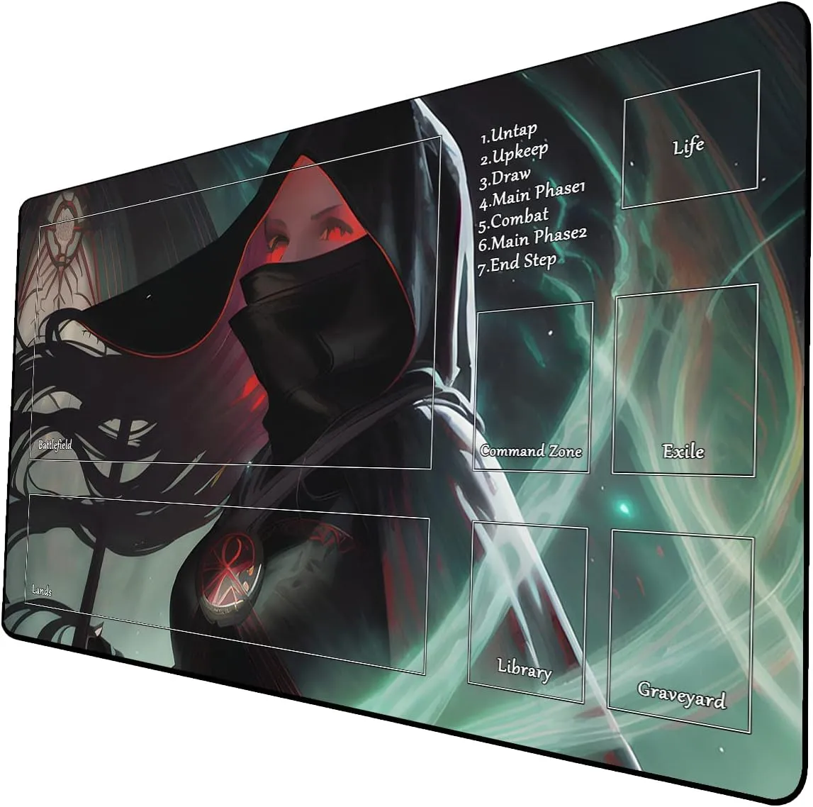 AI Painting TCG Playmat - MTG Trading Card Game Mat with Zone, 24x14 Inches Premium MTG Playmat - The Perfect Companion for Intense Card Battles - Fantasy Dark Vampire Lotus-062