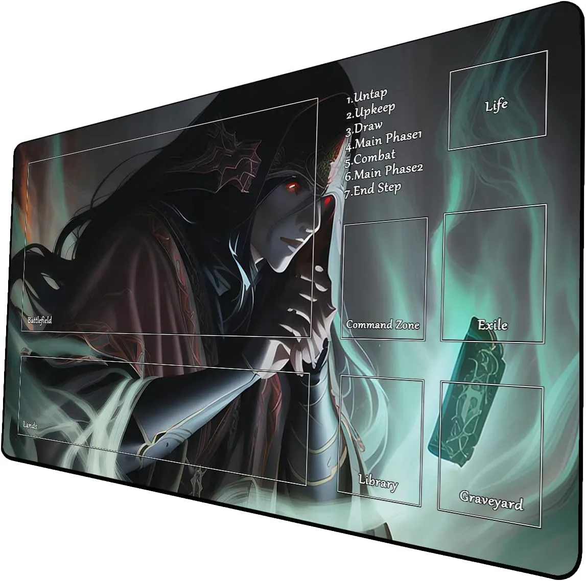 AI Painting TCG Playmat - MTG Trading Card Game Mat with Zone, 24x14 Inches Premium MTG Playmat - The Perfect Companion for Intense Card Battles - Fantasy Dark Vampire Lotus-078