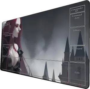 AI Painting TCG Playmat - MTG Trading Card Game Mat with Zone Layout, 24x14 Inches Premium MTG Play Mat - The Perfect Companion for Intense Card Battles - Fantasy Dark Skull Black Lotus 424A187