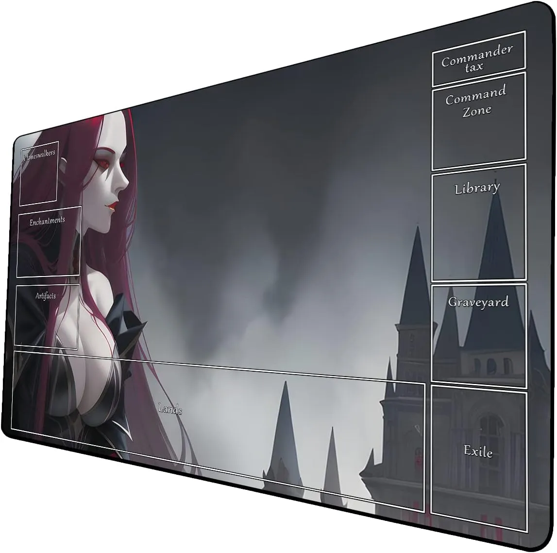 AI Painting TCG Playmat - MTG Trading Card Game Mat with Zone Layout, 24x14 Inches Premium MTG Play Mat - The Perfect Companion for Intense Card Battles - Fantasy Dark Skull Black Lotus 424A187