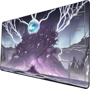 AI Painting TCG Playmat - MTG Trading Card Game Mat with Zone Layout, 24x14 Inches Premium MTG Play Mat - The Perfect Companion for Intense Card Battles - Fantasy Dark Skull Black Lotus 424A201