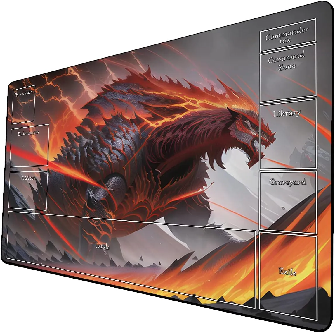 AI Painting TCG Playmat - MTG Trading Card Game Mat with Zone Layout, 24x14 Inches Premium MTG Play Mat - The Perfect Companion for Intense Card Battles - Fantasy Dark Skull Black Lotus 424A210