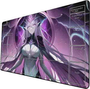 AI Painting TCG Playmat - MTG Trading Card Game Mat with Zone Layout, 24x14 Inches Premium MTG Play Mat - The Perfect Companion for Intense Card Battles - Fantasy Dark Skull Black Lotus 424A215